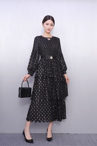 Nuevo Vestido de Fiesta con Estampado de Lunares para Mujer, Diseño de Manga Abullonada y Cintura Plizada, Atuendo Formal, Venta en Línea - Product Image 6