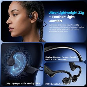 Écouteurs à conduction osseuse HKHB pour le sport sans fil 5.4, oreille ouverte, étanches IP55, autonomie 10H, portée 10M, transducteur unique - Product Image 4