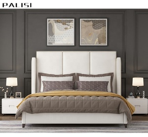 Set di letti in pelle di lusso postmoderno in velluto Vintage Queen Size Set <span class=keywords><strong>letto</strong></span> King Design con testiera alta - Product Image 4