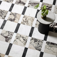 Conception classique de carreaux de marbre en damier noir et blanc 24 "x 24" pour carreaux de sol
