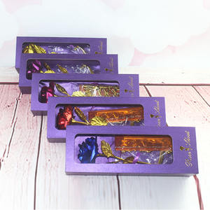 <span class=keywords><strong>24K</strong></span> rosso della rosa di plastica stelo lungo rosa immerso in oro con scatola regalo migliore regalo per san valentino della madre anniversario - Product Image 6