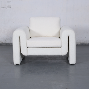 Sillones tapizados de ocio de lujo, sillón moderno Poltronas para sala de estar, sillón Sessel, sillón blanco crema Teddy Boucle Accent - Product Image 3