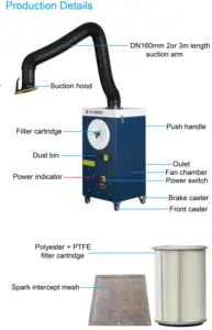 Filter Smoke Extractor Mobile Welding Fume Extractor Manufacturer