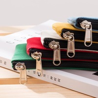 Grosir kustom kanvas katun uniseks dompet koin warna Solid tas ritsleting dengan fitur anti-maling dompet pendek tas hadiah