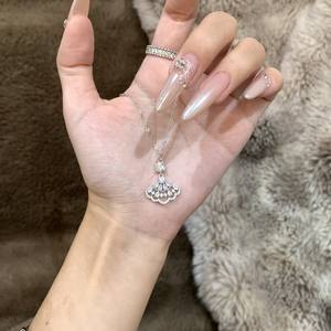 Collier en argent pur S925, perle d'épi de blé, zircon, pompon, polyvalent, exquis, niche, chaîne de clavicule, pendentif tendance - Product Image 1