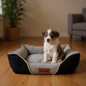 Set di Tre Cucce per Animali Domestici in Velluto con Motivo Coccodrillo e Cristalli, Super Morbide, Nere - Product Image 3