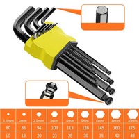 Set Kunci Hexagonal 9 Buah Kombinasi Tunggal Universal Baja Chrome Vanadium untuk Perbaikan DIY