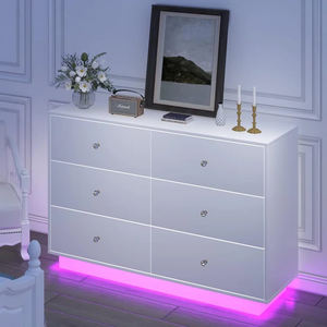 <span class=keywords><strong>Commode</strong></span> à <span class=keywords><strong>tiroirs</strong></span> en bois blanc bon marché avec éclairage LED, <span class=keywords><strong>6</strong></span> <span class=keywords><strong>tiroirs</strong></span>, meubles de chambre à coucher - Product Image 2