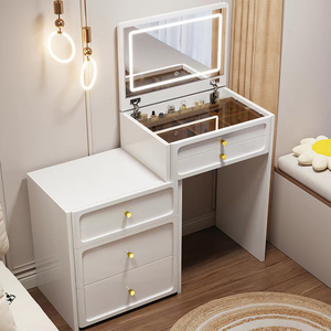 Tavolo da Trucco con Specchio, Set Moderno con Sgabello per Soggiorno e Camera da Letto, Grande Capacità - Product Image 3