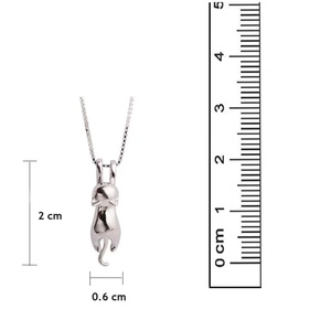 Collar de Plata de Ley 925 con Colgante de Gato Adorable, Cadena de Eslabones, Tono Plateado, Joyería Unisex con Diseño de Animal, Regalo para Mujeres y Hombres - Product Image 5
