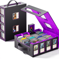 Kotak Penyimpanan Kartu dengan 2 Jendela 4 Baris Kapasitas Besar untuk Kartu Yu-Gi-Oh TCG Commander Kotak Display yang Dapat Disesuaikan