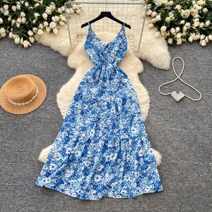 Vestido Midi de Verano para Mujer, Estilo A-Line, Sin Mangas, Estampado, Corte Imperio - Product Image 4