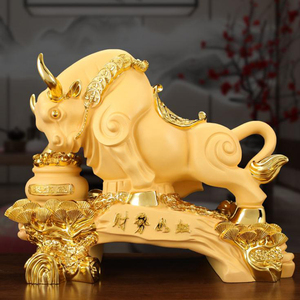 <span class=keywords><strong>2023</strong></span> Wall Street vache Statue zodiaque chinois boeuf année statues de <span class=keywords><strong>taureau</strong></span> doré cadeaux pour la maison - Product Image 2