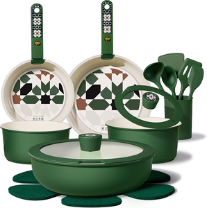 Ollas de Cocina de Alta Calidad con Tapas de Vidrio, Asas Desmontables, Aptas para Lavavajillas y Horno, para Estufas de Gas e Inducción, Juego de Utensilios de Cocina de Cerámica - Product Image 1