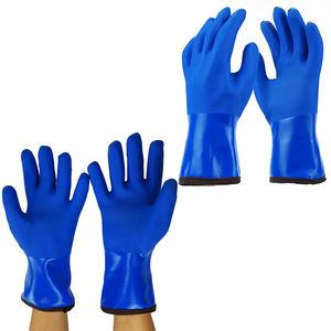 Yüksek maliyetli düşük fiyat pamuk kaplı kesim dayanıklı güvenlik koruma mavi Pvc eldiven - Product Image 5