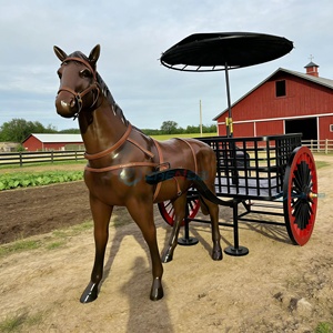 Charrette à chevaux classique en acier, style ancien, fabriquée par le fabricant / Carrosse à deux roues personnalisé en couleur classique pour usage extérieur - Product Image 3