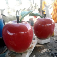 Grand modèle de sculpture moderne de pomme rouge bonbon géant en fibre de verre décoratif d'extérieur accessoires en résine artisanale