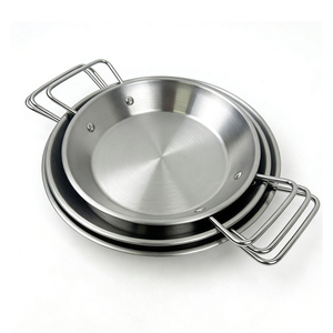 Sartén Redonda Plana Minimalista Personalizable Directo de Fábrica, Sartén de Acero Inoxidable para Mariscos y Fideos con Asas - Product Image 4