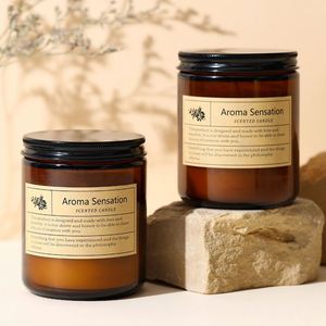 Vela Aromática en Frasco de Vidrio Ámbar de 200g, Tapa Negra, Cera de Soya, Aromaterapia para el Hogar, Fragancia para San Valentín, Venta al por Mayor, OEM - Product Image 1