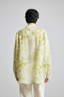 Chemisier élégant 100 % lin de ramie tissé pour femme, à manches longues, imprimé floral, boutonné, décontracté, ample et respirant 2026