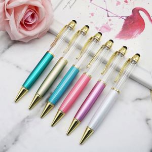Stylo à bille DIY vide en métal avec paillettes marbrées et cristal en plastique pour l'écriture, compatible avec les fournitures scolaires et de bureau, idéal comme cadeau - Product Image 2