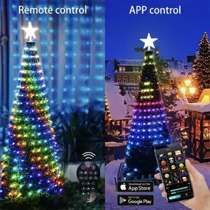 DIY智能圣诞灯，带蓝牙应用遥控器，106英尺400 RGB发光二极管灯，可实现5.9英尺圣诞树变色