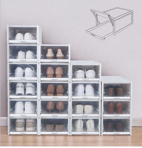 Stackable Foldable Multipurpose <strong>Shoes</strong> <strong>Box</strong> Plastic Storage <strong>Box</strong> With Handle - Product Image 3