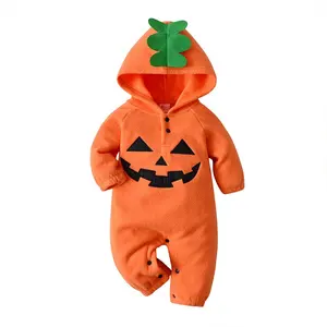 Groothandel Prijs Custom Halloween Kostuum Winter Polar Fleece Baby Kleding Bodysuit Pompoenen Halloween Kostuum Voor Kinderen