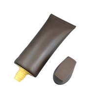 Tube cosmétique plat à visser 40mm 80ml 100ml 150ml 180ml, ultra-plat, à angle droit, avec bouchon à vis, brun mat, personnalisable avec logo