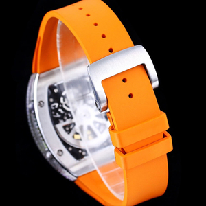 Fashion Ladies Tonneau <b>Watch</b> Iced Out Rainbow Diamond Bezel Hollow Skeleton Dial Waterproof Red Band - Product Image 6
