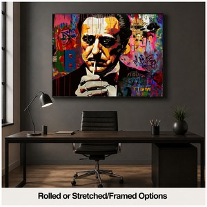 Stampa d'arte su tela Pop Art <span class=keywords><strong>Il</strong></span> <span class=keywords><strong>Padrino</strong></span>, ritratto personalizzato, pittura a pastello, graffiti, decorazione da parete motivazionale per la man cave - Product Image 4