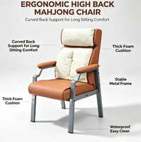 Chaise ergonomique à dossier haut pour Mahjong, avec coussin en mousse épaisse et structure métallique stable, idéale pour la salle à manger, la lecture et les clubs.