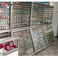 Vitrine d'exposition de cartes à prix d'usine, présentoirs PSA TCG, présentoirs de cartes en métal avec rail repositionnable, vitrine simple face