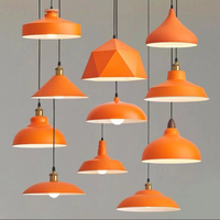 Orange Metal Pendant Light Industrial Style Polished Chrome Finish Table Lamp Shade Lightweight Easy Installation for Dining