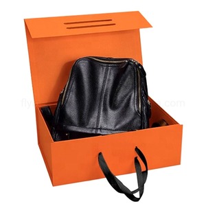 <b>Orange</b> folding <b>paper</b> box luxury magnetic <b>paper</b> box handbag packaging gift box can be customized according to needs - Product Image 1