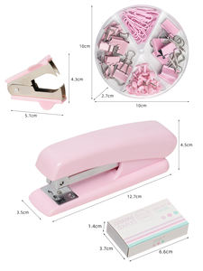 Agrafeuse manuelle rose pour boîte à pizza Agrafeuse Picker pour le bureau <span class=keywords><strong>ou</strong></span> les étudiants Utilisation polyvalente simple avec 1 boîte d'agrafes - Product Image 2