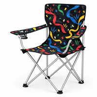 Chaise de camping en gros pour événements sportifs avec porte-gobelet latéral et logo et motif personnalisés pour l'encouragement lors de tournois en plein air