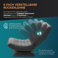 Rotation à 360° °   Fauteuil de sol inclinable avec dossier réglable en 5 positions, design rembourré, fauteuils en tissu microfibre, fauteuil de salon