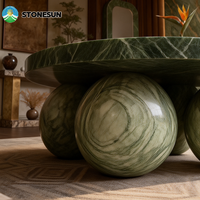 Table basse en pierre de haute qualité StoneSun, en pierre d'émeraude naturelle d'Inde, pièce d'art, pierre d'émeraude à haute brillance pour le salon