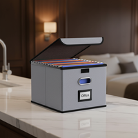 Caja Archivadora Rectangular Plegable de Tela Oxford 600D Resistente con Tapa y Organizador Deslizante de Plástico para Oficina, Hogar y Hotel