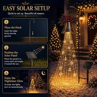 Lampu Taman Tenaga Surya Bentuk Lonceng Natal Warna Putih Hangat, Lampu Taman Bertingkat untuk Halaman Depan, Jalan Setapak, dan Liburan