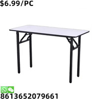 Table de banquet rectangulaire en métal blanc, portable, pour l'extérieur, en promotion