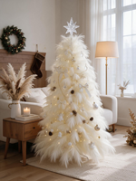Nouveau lancement 2026 : Arbre de Noël de luxe en soie artificielle sur mesure avec mini-lumières LED multicolores, étanche et écologique