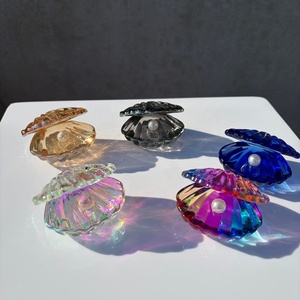 Petits cadeaux, <span class=keywords><strong>figurine</strong></span> de coquillage en cristal coloré, ornement de palourde perlée, fait main et gravé, pour la décoration de table de mariage - Product Image 6