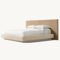 Lit double de luxe moderne RH pour chambre à coucher, cadre de lit en bois massif, tailles personnalisables, mobilier