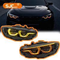 Faros Delanteros LED SJC Tricolor (Amarillo, Blanco, Ámbar) con Efecto Shadow Line 1:1 para BMW Serie 4 F32 F33 F36 F82 2013-2019, Plug and Play