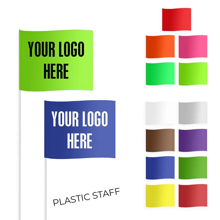 2023 plastique Premium taille personnalisée et logo extérieur entreprise Orange avertissement enquête marqueur Logo drapeau de sécurité drapeaux de marquage rouge