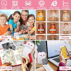Mini imprimante à autocollants, imprimante thermique portable avec 7 rouleaux de papier, imprimante intelligente sans encre Bluetooth compatible avec IOS et Android - Product Image 3