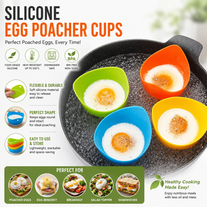 Taza de silicona <span class=keywords><strong>para</strong></span> huevos escalfados, ecológica, antiadherente, fácil de limpiar, <span class=keywords><strong>para</strong></span> microondas, freidora de aire, horno, apta <span class=keywords><strong>para</strong></span> lavavajillas, libre de BPA - Product Image 1
