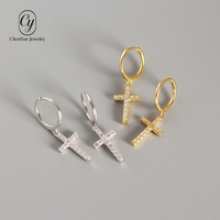 Boucles d'oreilles pendantes tendance unisexe en acier inoxydable micro-pavé de zircon, vente en gros